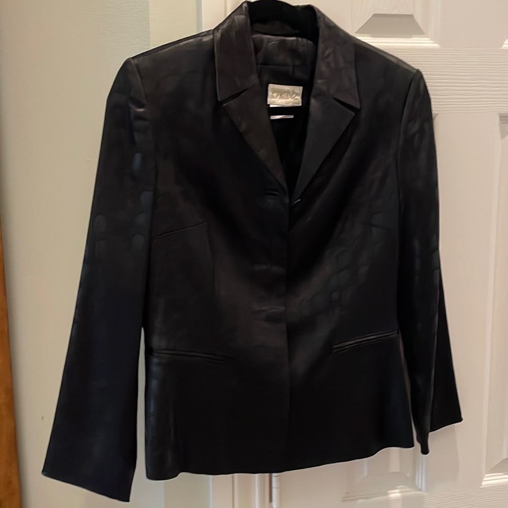 Leather Look Lightweight Jacket With Hidden Butto… - image 1